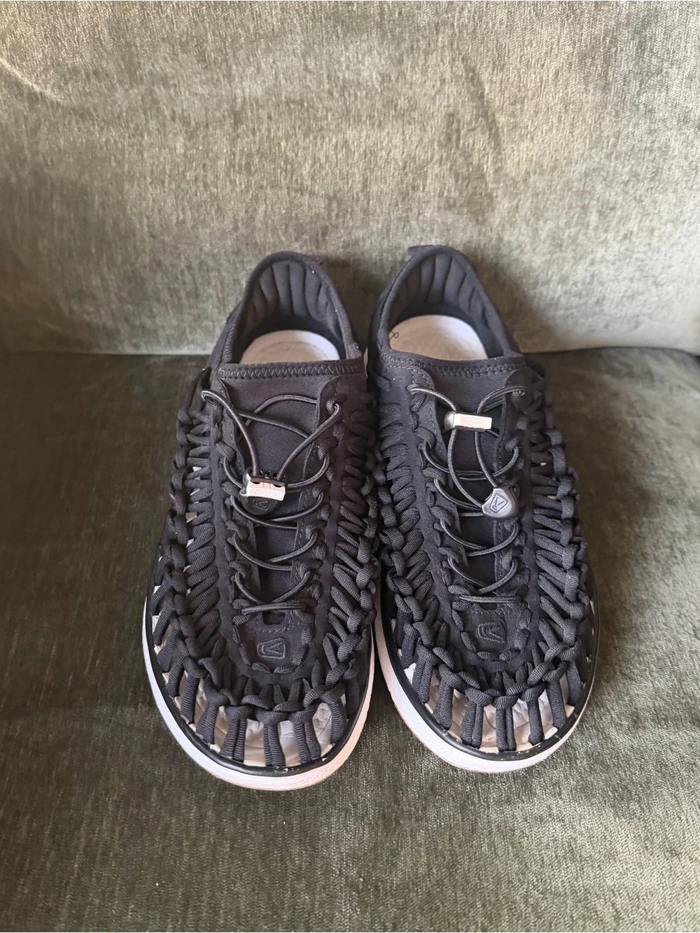 Keen Black Woven Slip-On with White Sole - Women